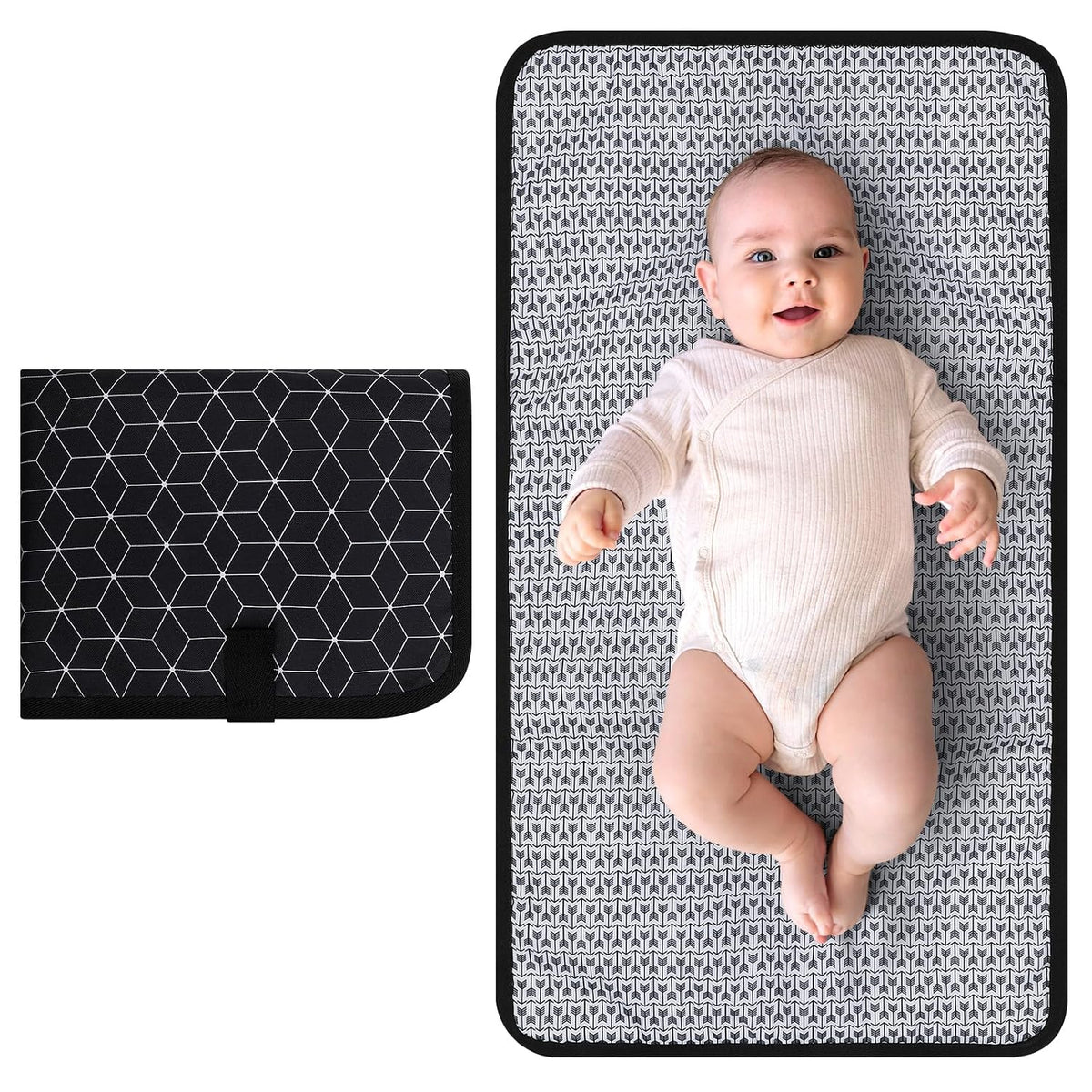 Portable Diaper Changing Pad, Waterproof Baby Changing Mat, Foldable Portable Travel Changing Pads for Baby, Black