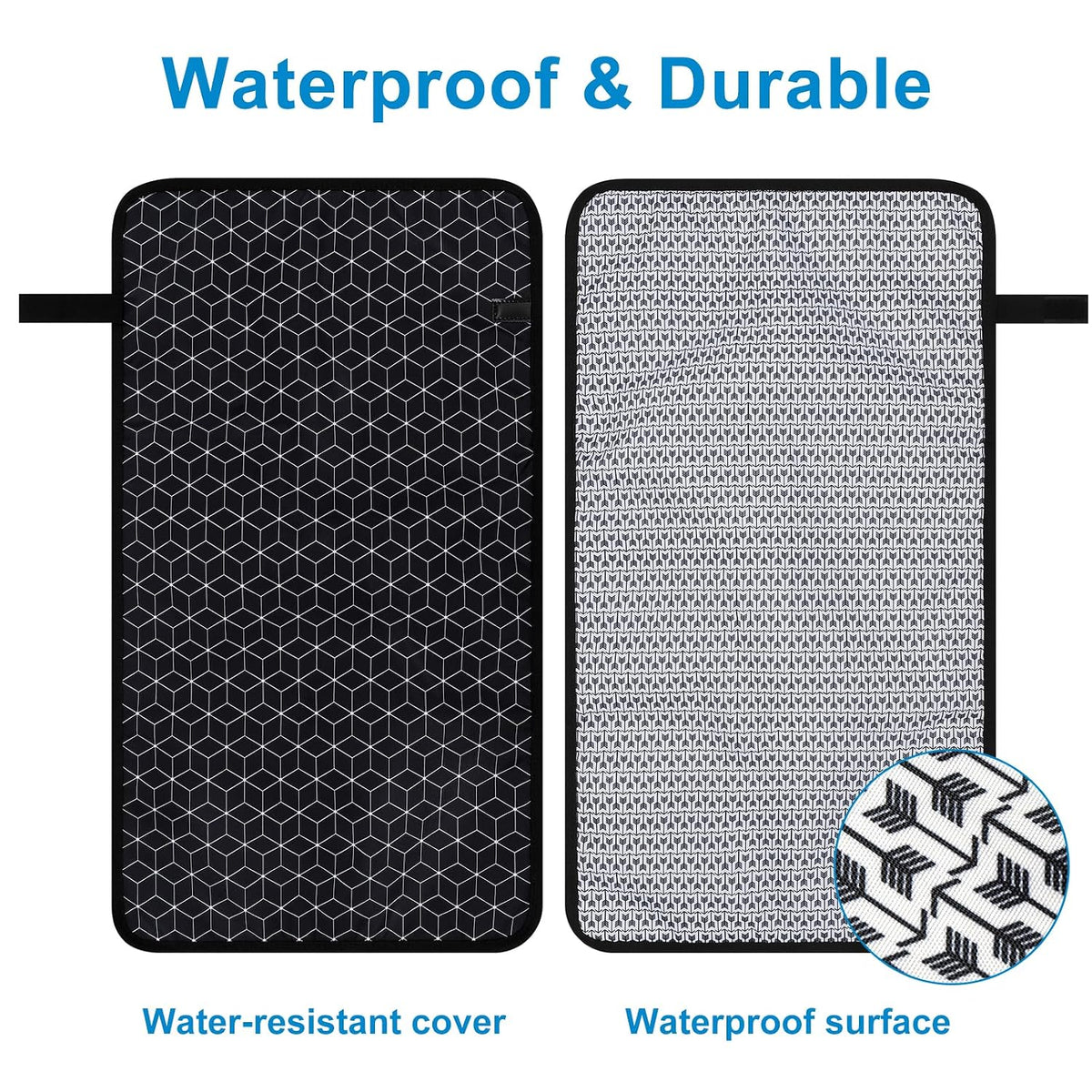 Portable Diaper Changing Pad, Waterproof Baby Changing Mat, Foldable Portable Travel Changing Pads for Baby, Black