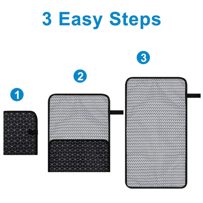 Portable Diaper Changing Pad, Waterproof Baby Changing Mat, Foldable Portable Travel Changing Pads for Baby, Black