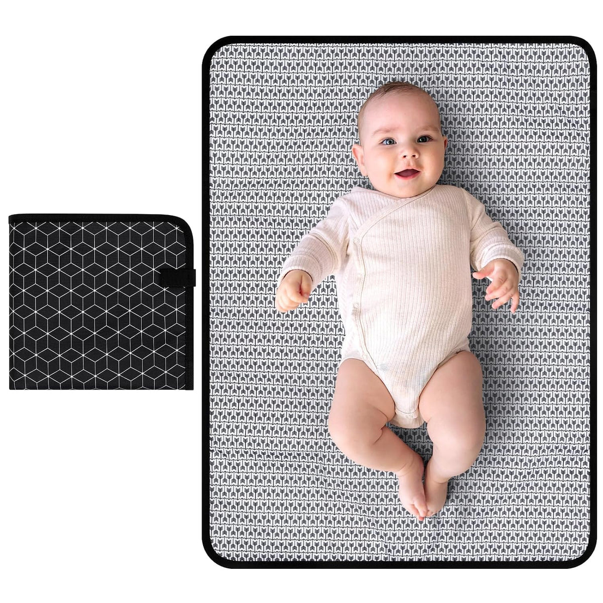 Portable Diaper Changing Pad, Waterproof Baby Changing Mat, Foldable Portable Travel Changing Pads for Baby, Black