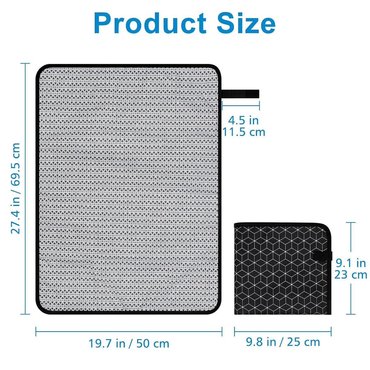 Portable Diaper Changing Pad, Waterproof Baby Changing Mat, Foldable Portable Travel Changing Pads for Baby, Black