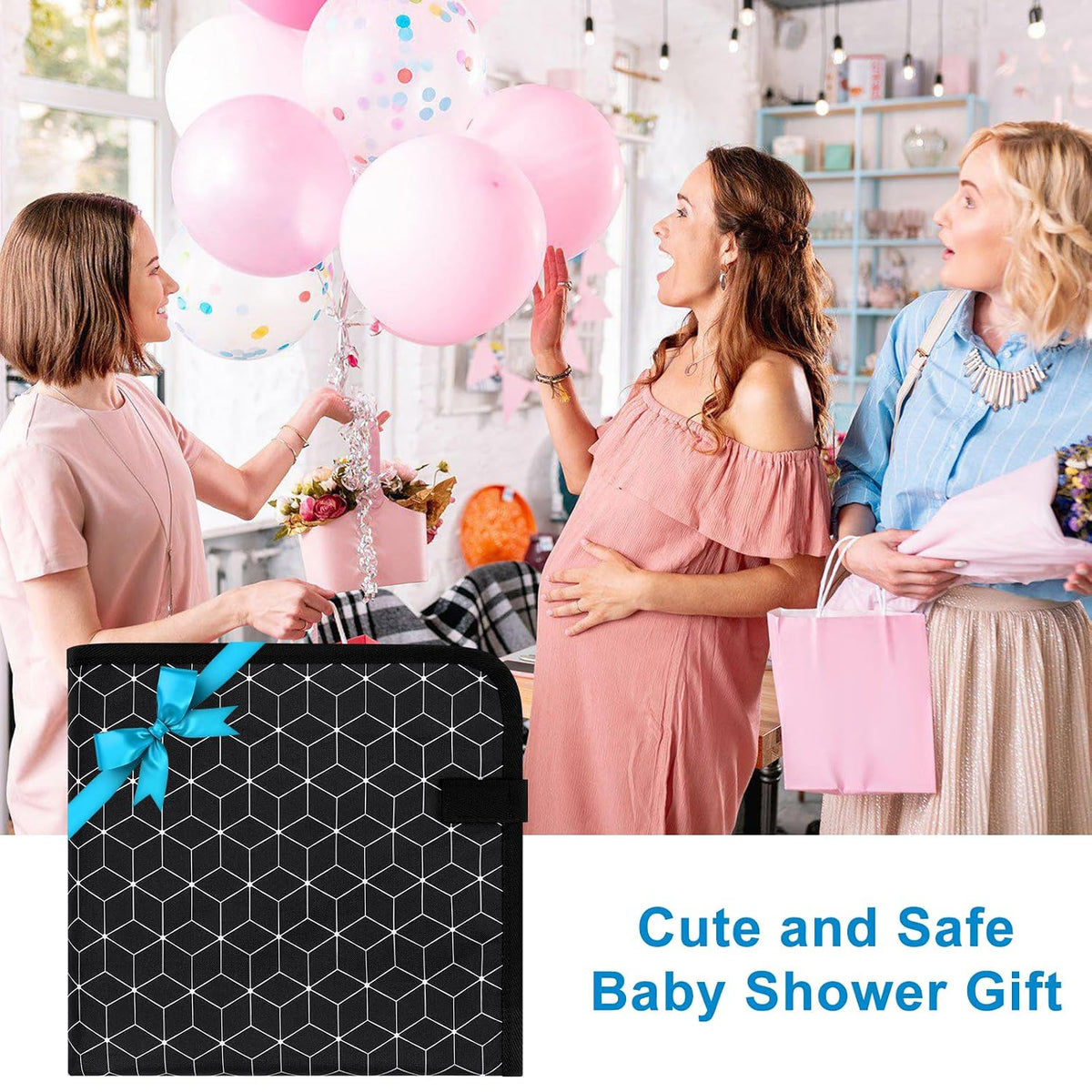 Portable Diaper Changing Pad, Waterproof Baby Changing Mat, Foldable Portable Travel Changing Pads for Baby, Black