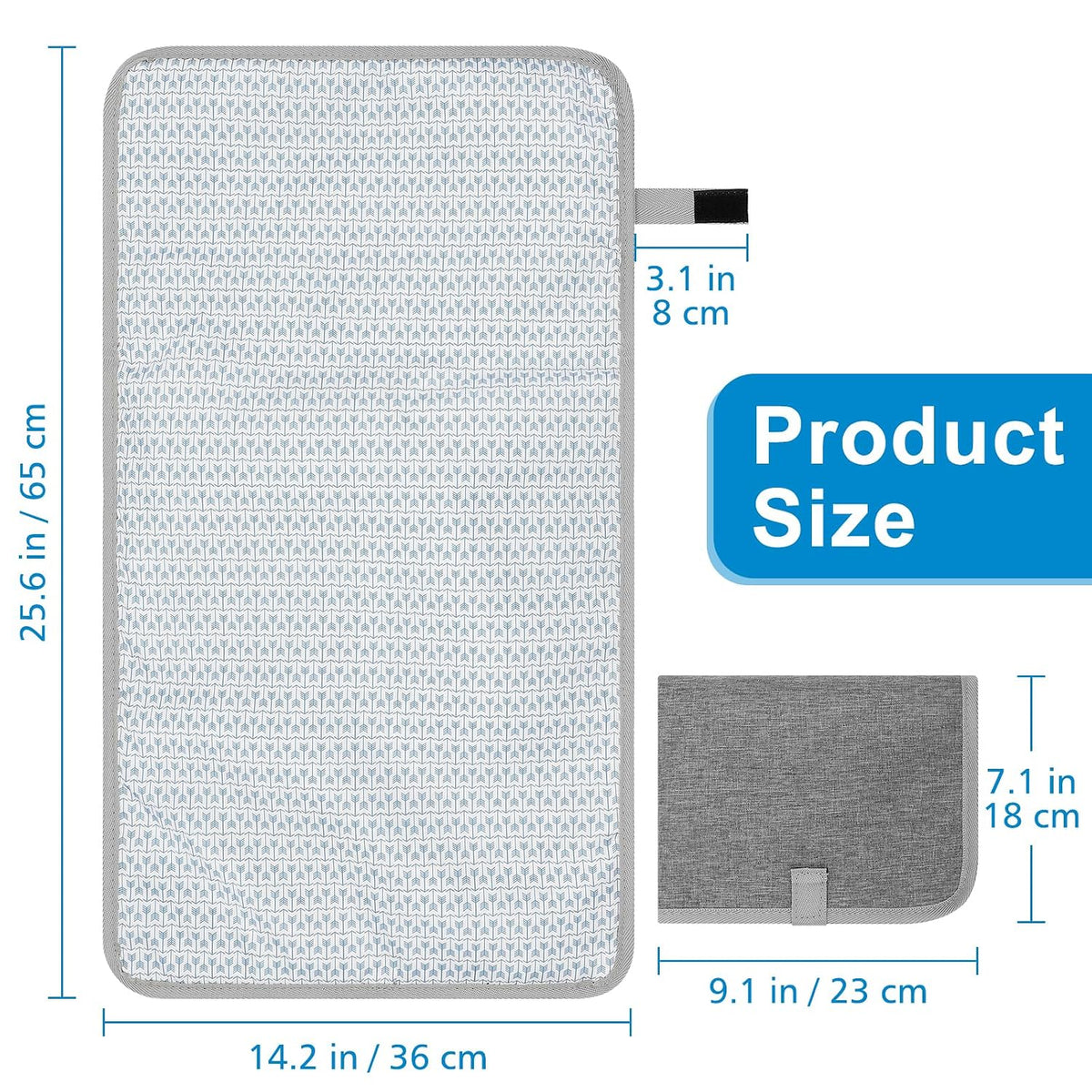 Portable Diaper Changing Pad, Waterproof Baby Changing Mat, Foldable Portable Travel Changing Pads for Baby, Black