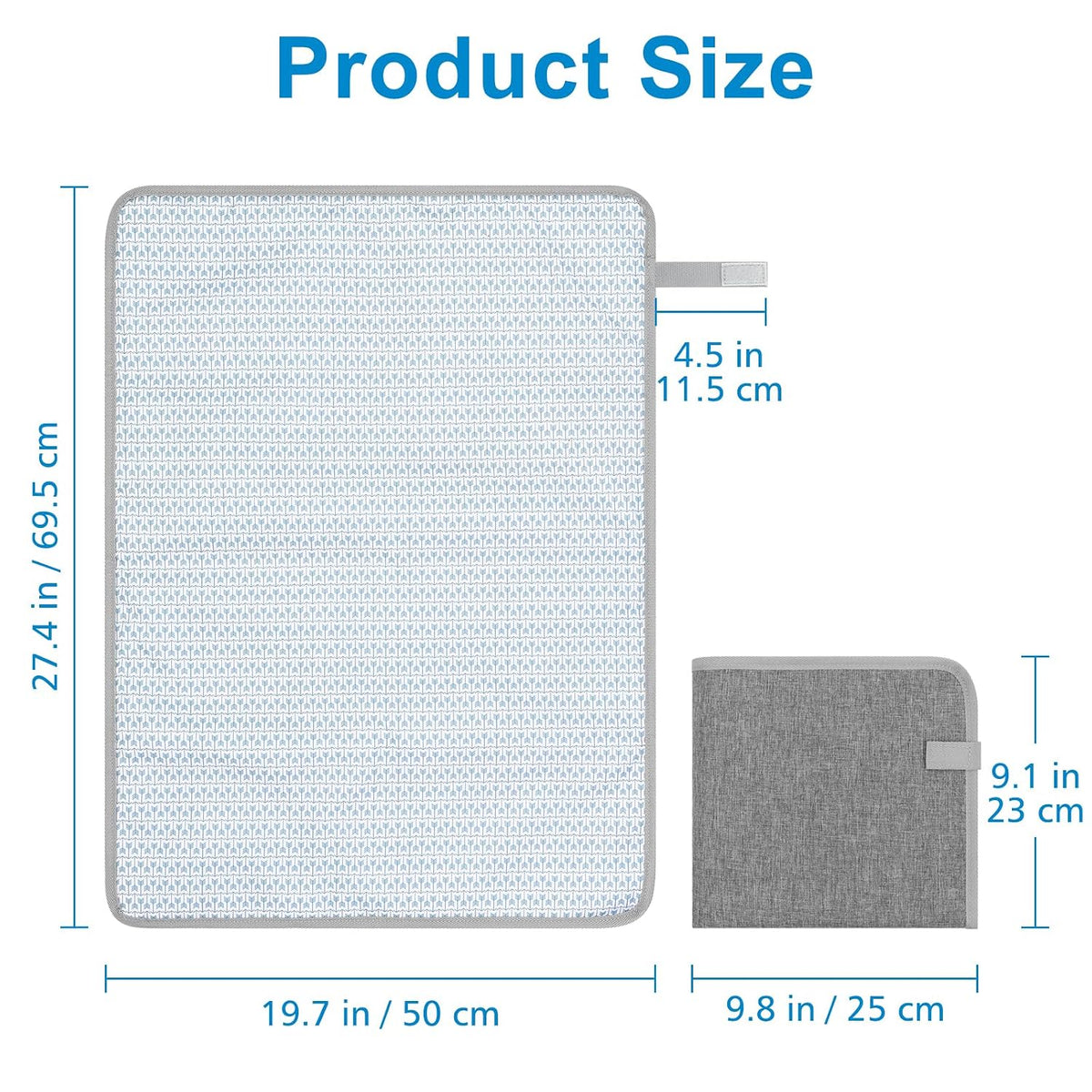 Portable Diaper Changing Pad, Waterproof Baby Changing Mat, Foldable Portable Travel Changing Pads for Baby, Black
