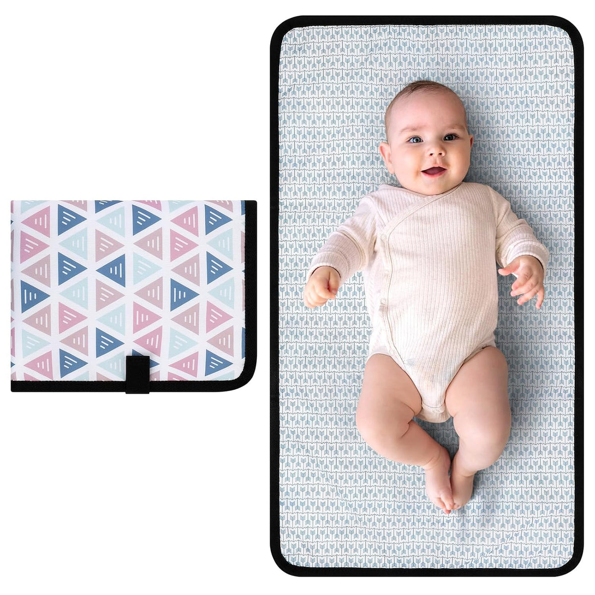Portable Diaper Changing Pad, Waterproof Baby Changing Mat, Foldable Portable Travel Changing Pads for Baby, Black