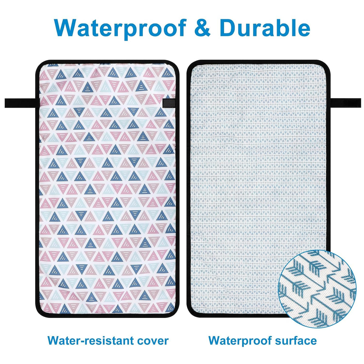 Portable Diaper Changing Pad, Waterproof Baby Changing Mat, Foldable Portable Travel Changing Pads for Baby, Black