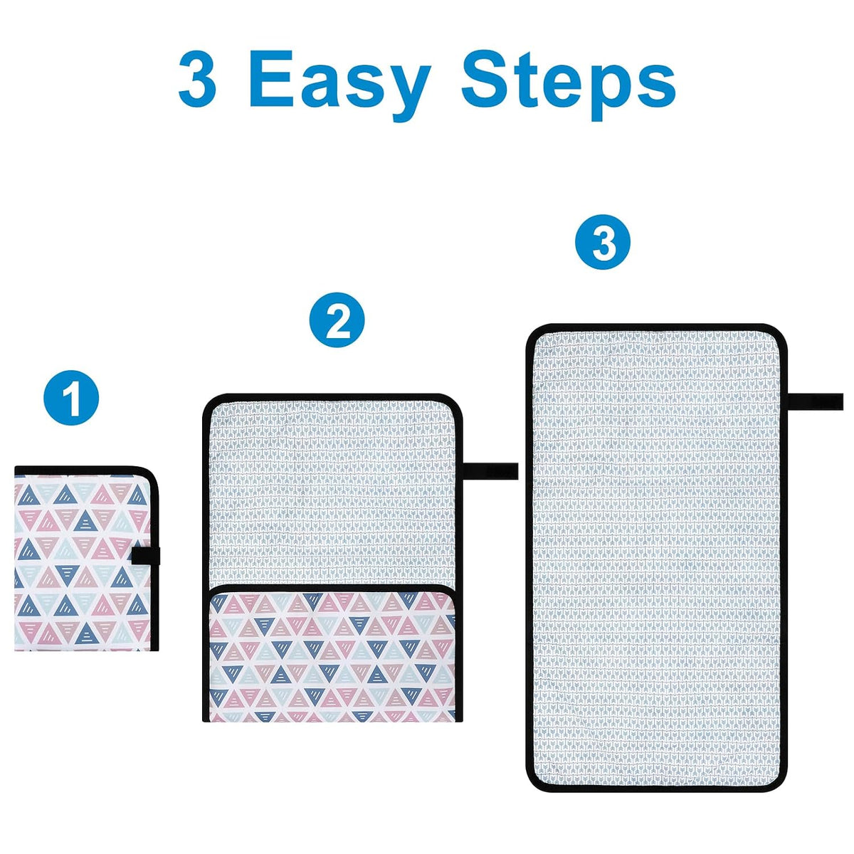 Portable Diaper Changing Pad, Waterproof Baby Changing Mat, Foldable Portable Travel Changing Pads for Baby, Black