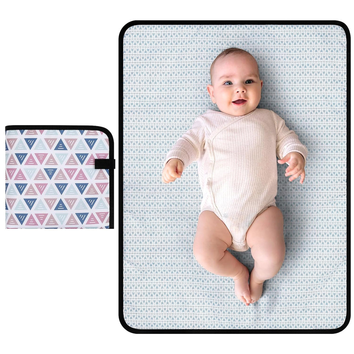 Portable Diaper Changing Pad, Waterproof Baby Changing Mat, Foldable Portable Travel Changing Pads for Baby, Black