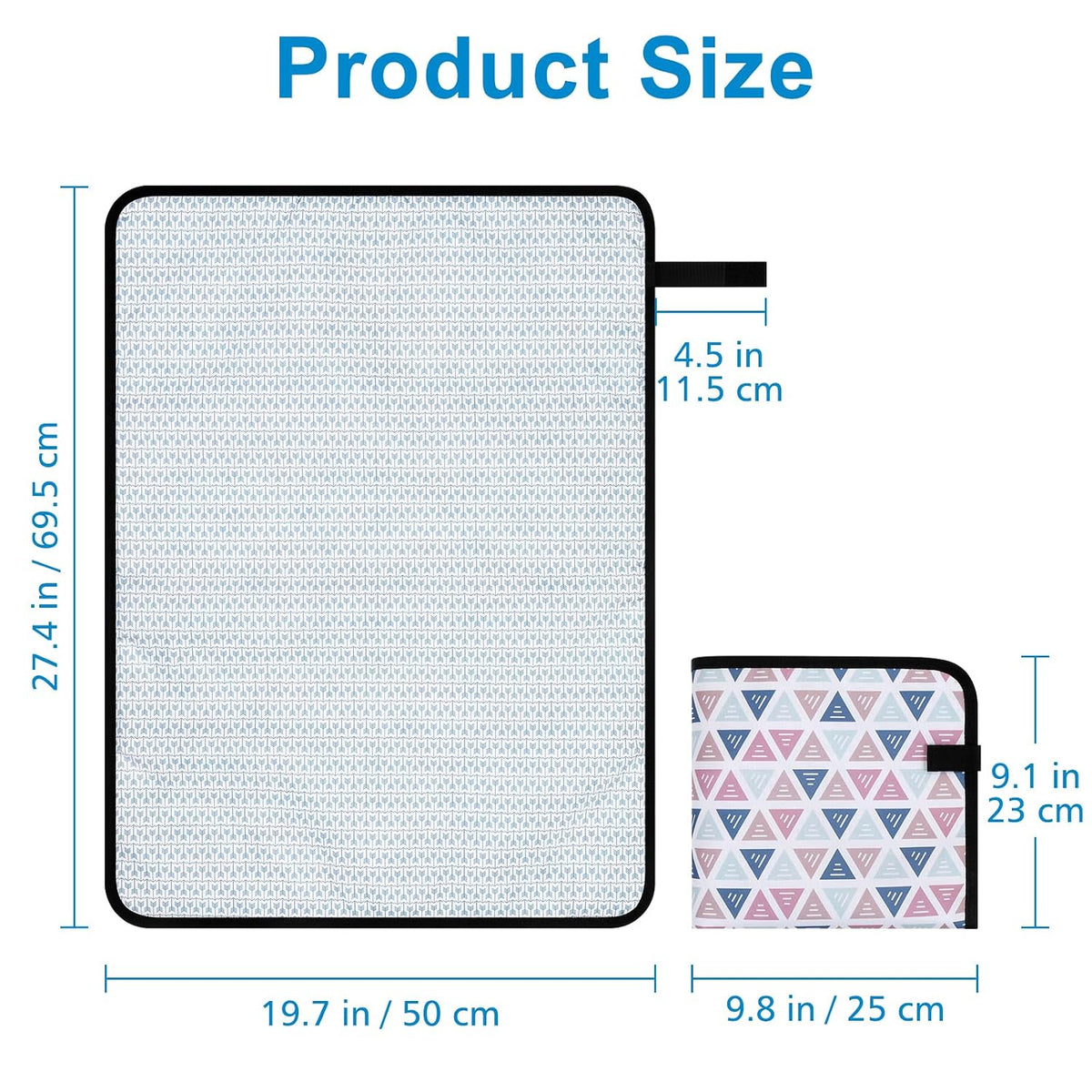 Portable Diaper Changing Pad, Waterproof Baby Changing Mat, Foldable Portable Travel Changing Pads for Baby, Black