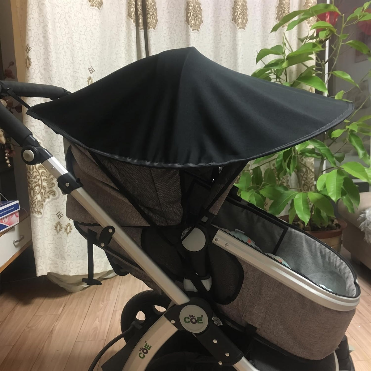 Stroller Sun Shade Universal UV Canopy Extension Mesh Visor Black