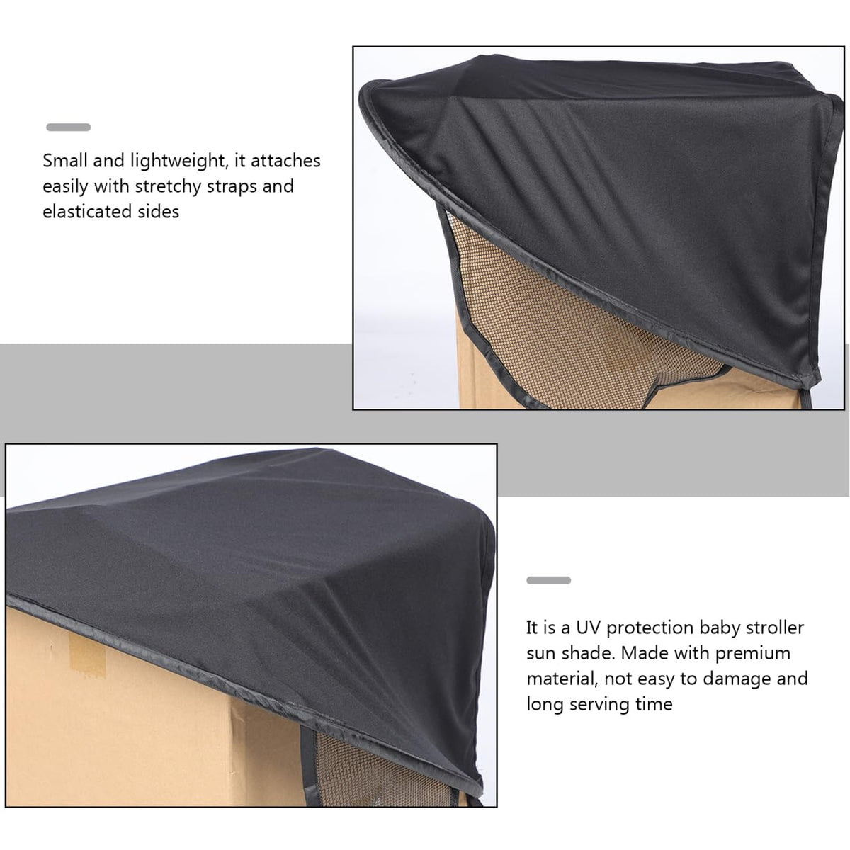 Stroller Sun Shade Universal UV Canopy Extension Mesh Visor Black