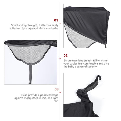 Stroller Sun Shade Universal UV Canopy Extension Mesh Visor Black