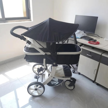 Stroller Sun Shade Universal UV Canopy Extension Mesh Visor Black