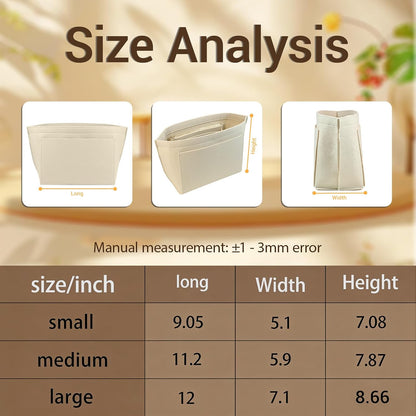 Felt Handbag Organizer Insert for Longchamp Le Pliage, Universal Purse Insert for Most Tote Bags & Handbags 041beige-S