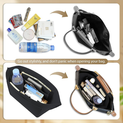 Felt Handbag Organizer Insert for Longchamp Le Pliage, Universal Purse Insert for Most Tote Bags & Handbags 041beige-S