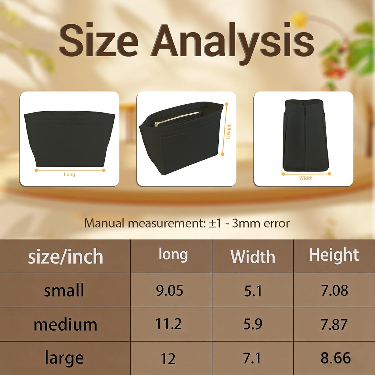Felt Handbag Organizer Insert for Longchamp Le Pliage, Universal Purse Insert for Most Tote Bags & Handbags 041beige-S