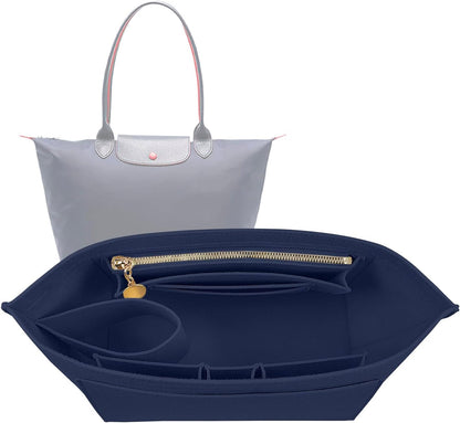 Felt Handbag Organizer Insert for Longchamp Le Pliage, Universal Purse Insert for Most Tote Bags & Handbags 041beige-S
