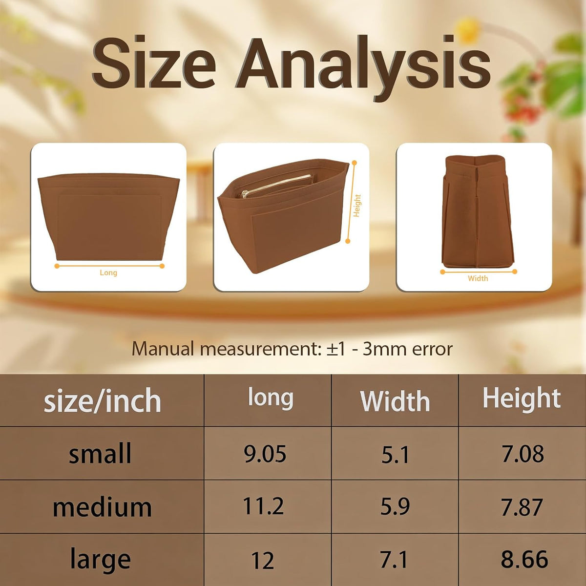 Felt Handbag Organizer Insert for Longchamp Le Pliage, Universal Purse Insert for Most Tote Bags & Handbags 041beige-S