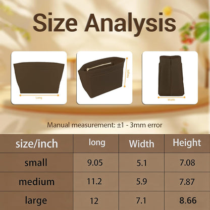 Felt Handbag Organizer Insert for Longchamp Le Pliage, Universal Purse Insert for Most Tote Bags & Handbags 041beige-S
