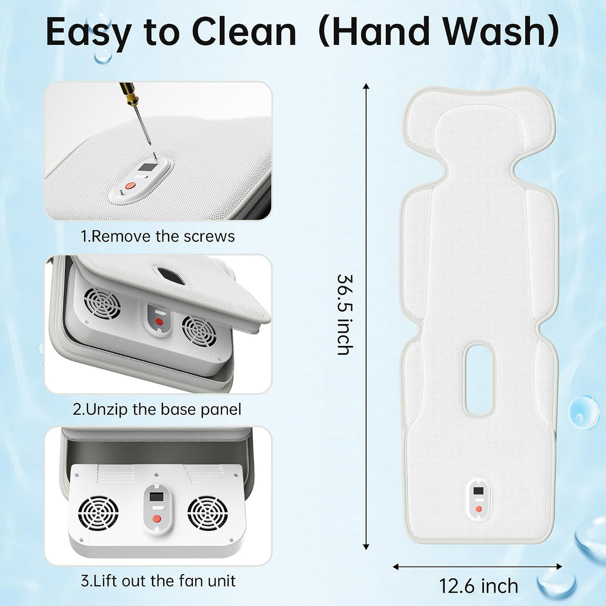 Baby Stroller Cooling Pad, 3D Breathable Carseat Cooling Pad with 2 Built-in Blower, Max 10H Ventilation 3 Speeds 10000mAh Rechargeable Cooling Mat Liner for Toddler Baby Summer Essentials