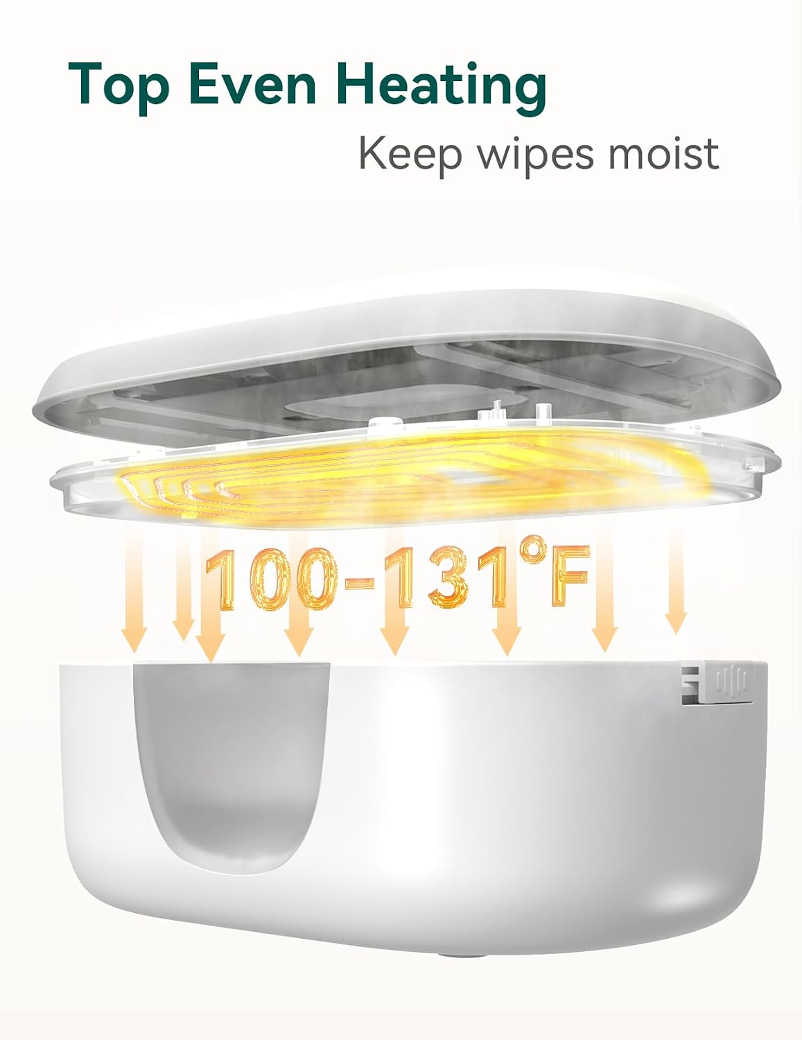 Baby Wipe Warmer and Wet Wipes Dispenser | Large Capacity Wipes Warmer for Babies with Night Light | Top Even Heating, 4-Level Temperature (100-131℉) | Newborn Essentials