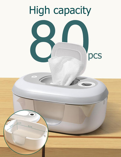 Baby Wipe Warmer and Wet Wipes Dispenser | Large Capacity Wipes Warmer for Babies with Night Light | Top Even Heating, 4-Level Temperature (100-131℉) | Newborn Essentials