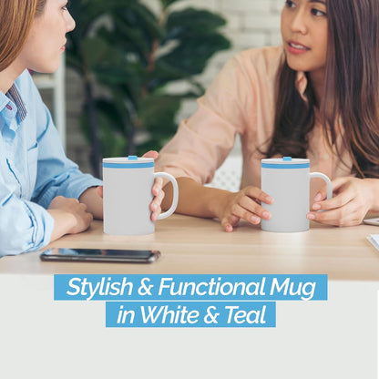 Desk Mug 16 oz - Durable BPA-Free, Double-Wall Insulation for Hot & Cold Drinks, Microwave & Dishwasher Safe, Ideal for Office, Home, Travel - Spill-Resistant Reusable Mug (Teal)