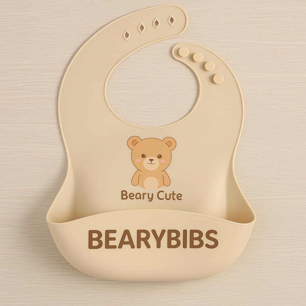Premium Silicone Baby Bib, Waterproof Food Catcher, BPA-Free, 6M+, Soft and Adjustable