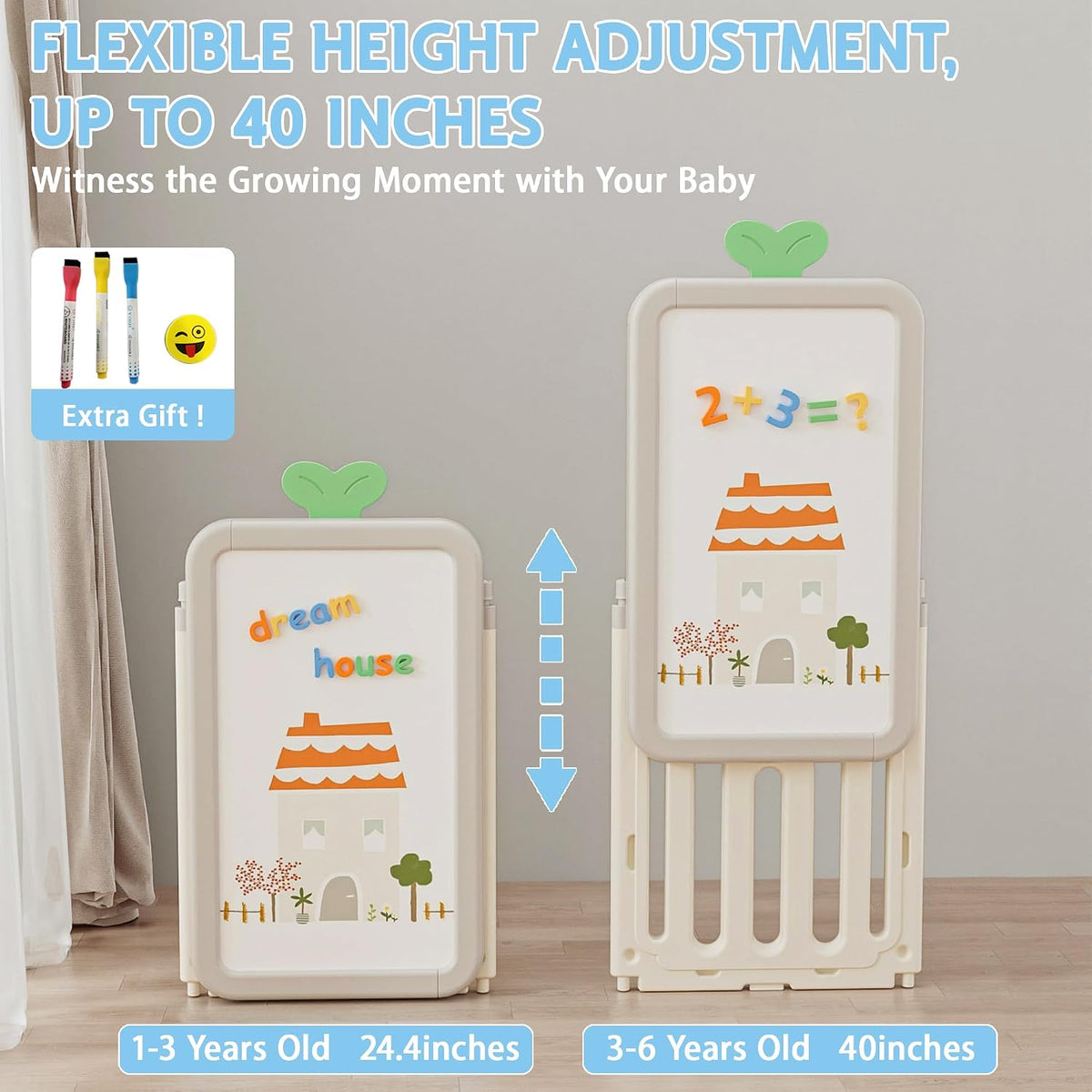 Foldable Kids Toy Storage Organizer with 10 Removable Bins and 3-Tier Bookshelf, 4 in 1 Multifunctional Large Toy Organizer with Drawing Board for Kid Bedroom Playroom Living Room, Light Pink