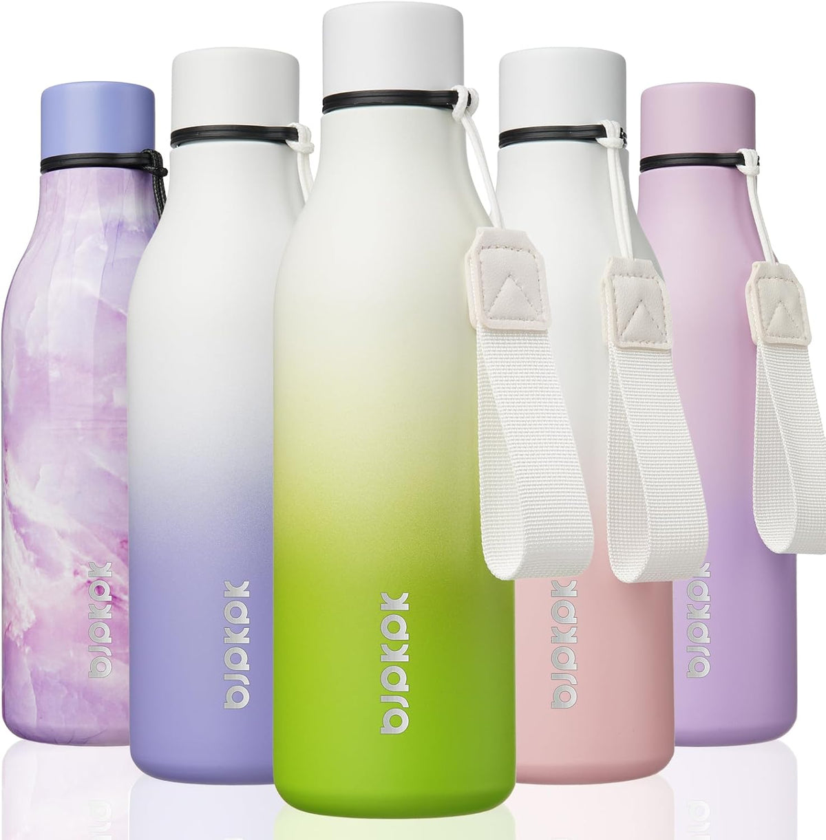 18oz Insulated Water Bottle, Stainless Steel Bottle with Carry Strap - Colors B