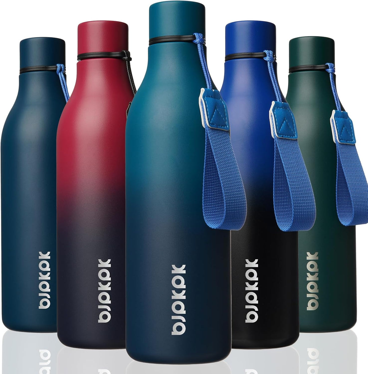 18oz Insulated Water Bottle, Stainless Steel Bottle with Carry Strap - Colors B