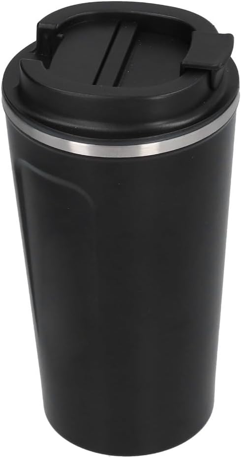 510ml Black Stainless Steel Vacuum Insulated Coffee Mug Double Wall Travel Cup with Leak-Proof Lid for Car Commute