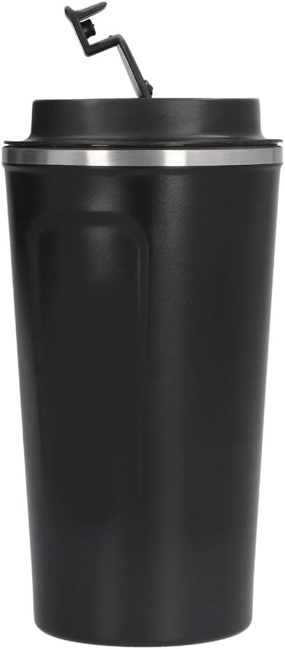 510ml Black Stainless Steel Vacuum Insulated Coffee Mug Double Wall Travel Cup with Leak-Proof Lid for Car Commute