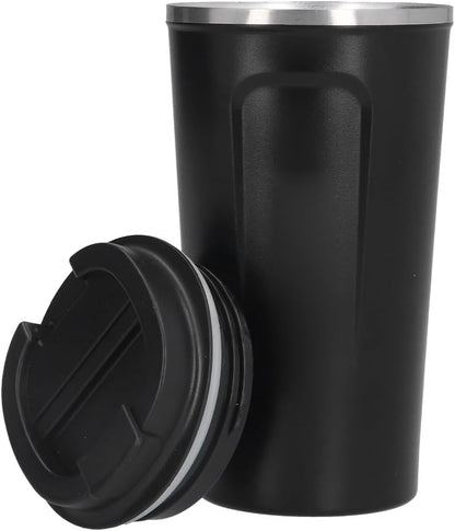 510ml Black Stainless Steel Vacuum Insulated Coffee Mug Double Wall Travel Cup with Leak-Proof Lid for Car Commute