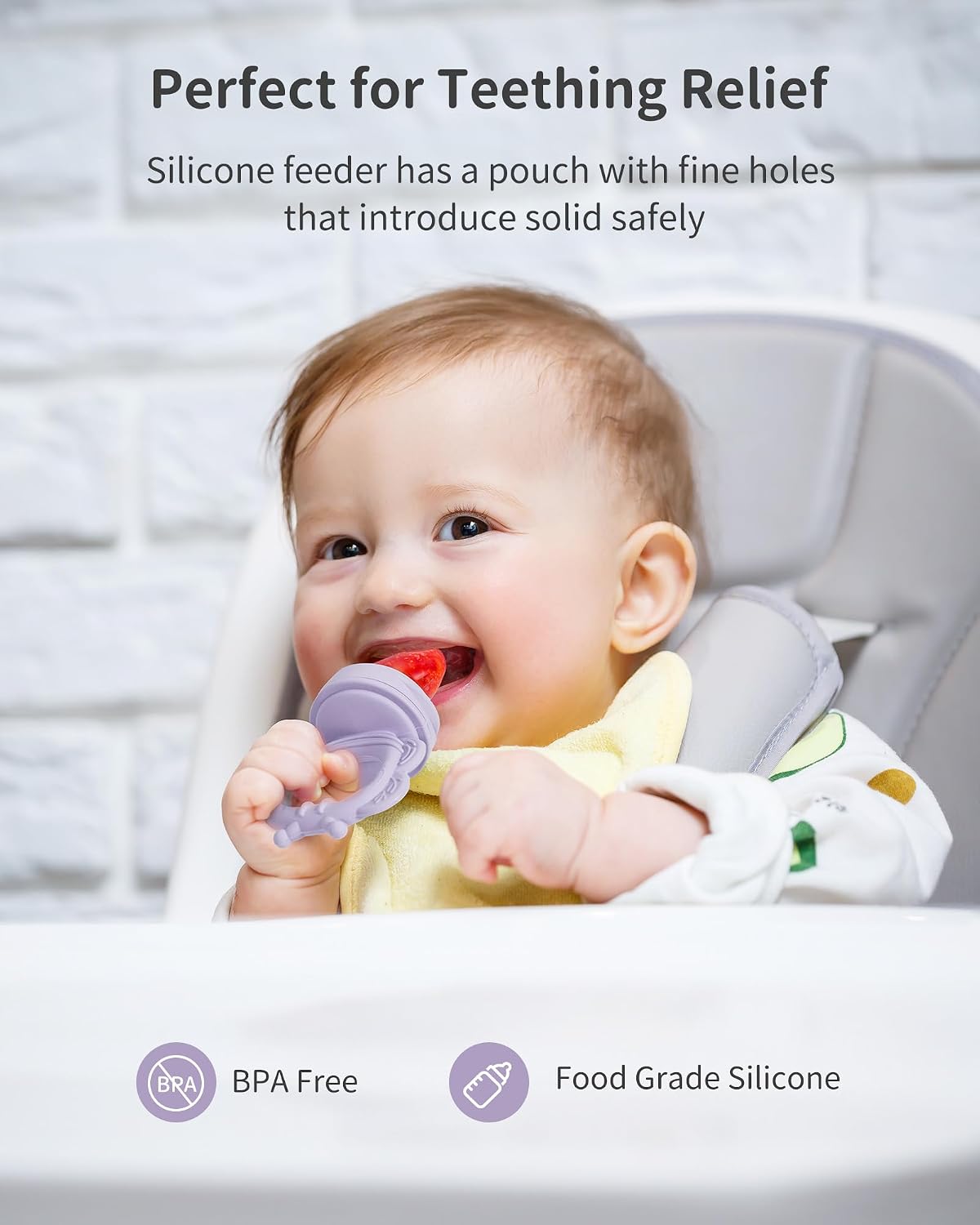 Silicone Baby Fruit Food Feeder (2 Pack) with Freezer Nibble Tray, Breastmilk Popsicle Molds for Baby Teething Relief, Feeder for Safe Infant Self Feeding, BPA Free, Dishwasher Safe, 3 Month+ Pink
