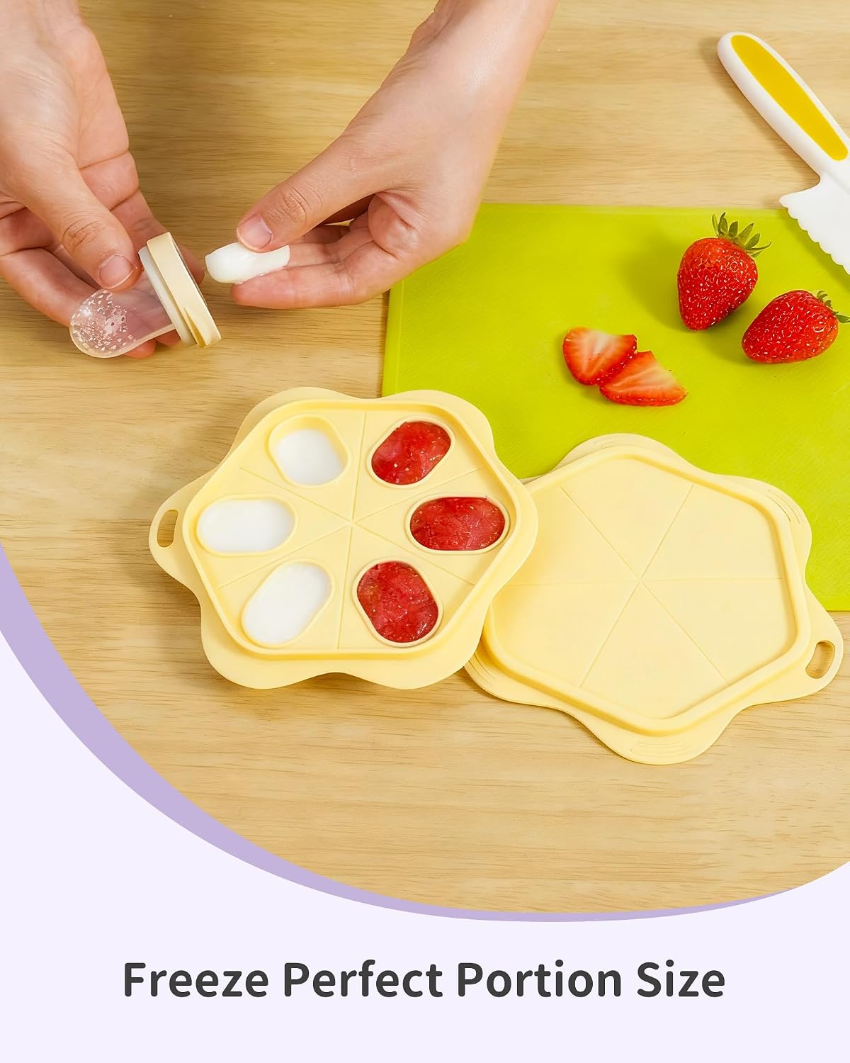 Silicone Baby Fruit Food Feeder (2 Pack) with Freezer Nibble Tray, Breastmilk Popsicle Molds for Baby Teething Relief, Feeder for Safe Infant Self Feeding, BPA Free, Dishwasher Safe, 3 Month+ Pink