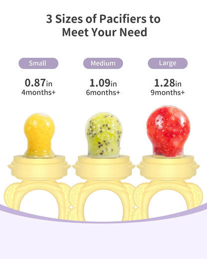 Silicone Baby Fruit Food Feeder (2 Pack) with Freezer Nibble Tray, Breastmilk Popsicle Molds for Baby Teething Relief, Feeder for Safe Infant Self Feeding, BPA Free, Dishwasher Safe, 3 Month+ Pink