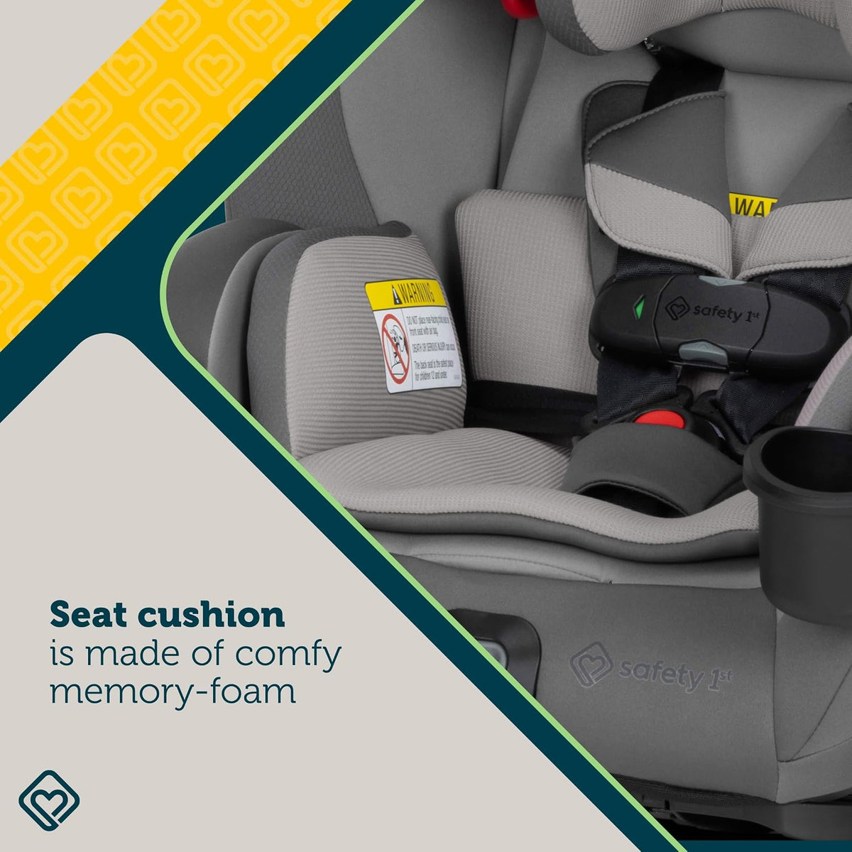 EverSlim 4-in-1 Convertible Car Seat, SecureTech Chest Clip, Ultra-Slim, 4-Mode Infant to Booster, Baby Car Seat, 5-100 lbs, Memory Foam, Office Space