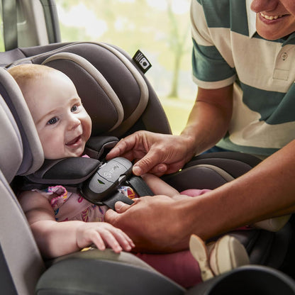 EverSlim 4-in-1 Convertible Car Seat, SecureTech Chest Clip, Ultra-Slim, 4-Mode Infant to Booster, Baby Car Seat, 5-100 lbs, Memory Foam, Office Space
