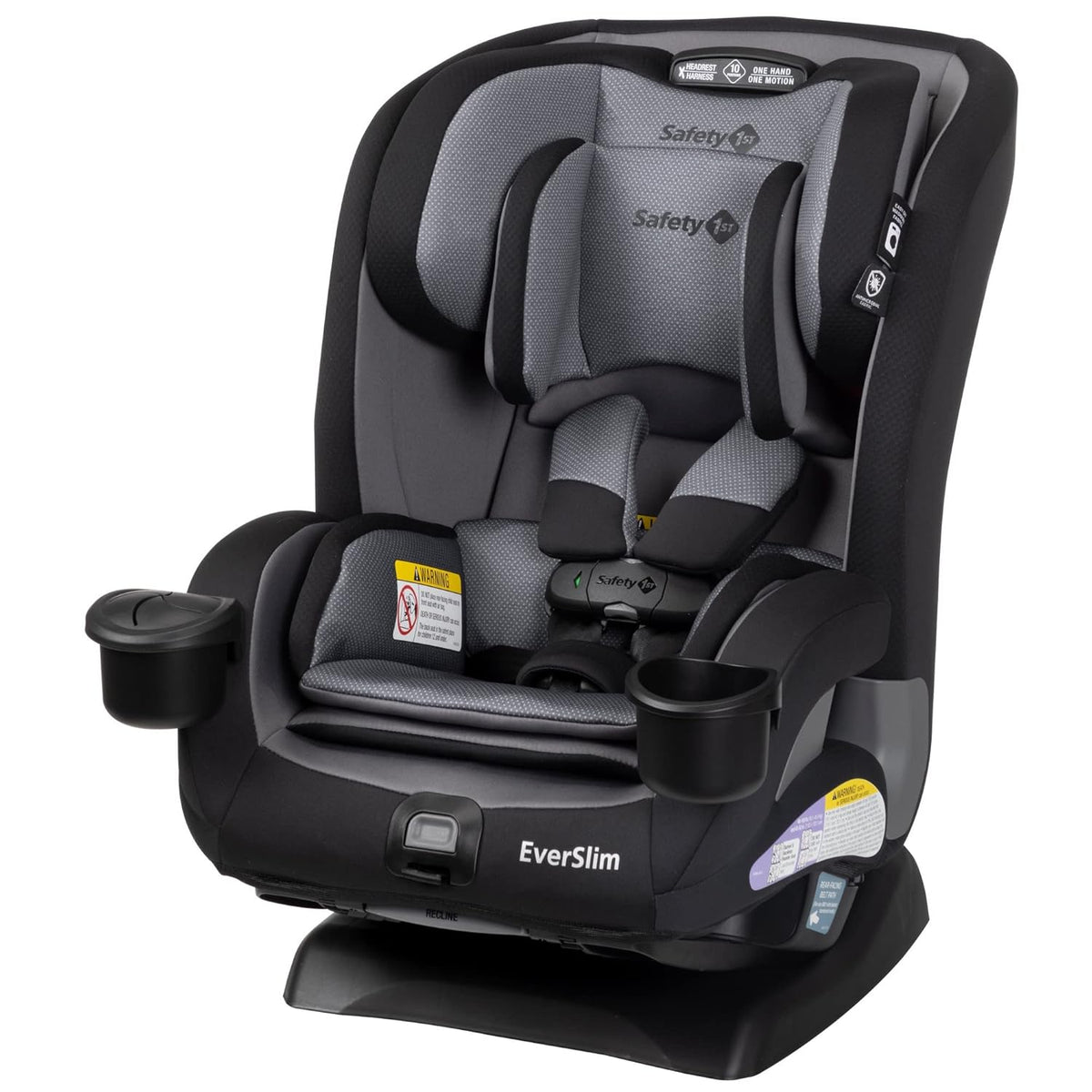 EverSlim 4-in-1 Convertible Car Seat, SecureTech Chest Clip, Ultra-Slim, 4-Mode Infant to Booster, Baby Car Seat, 5-100 lbs, Memory Foam, Office Space