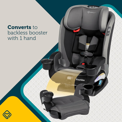 EverSlim 4-in-1 Convertible Car Seat, SecureTech Chest Clip, Ultra-Slim, 4-Mode Infant to Booster, Baby Car Seat, 5-100 lbs, Memory Foam, Office Space