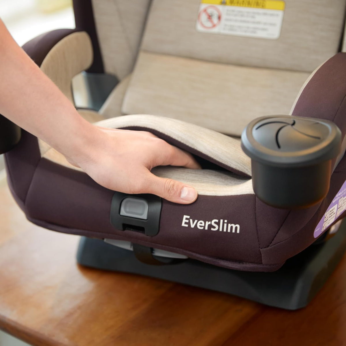 EverSlim 4-in-1 Convertible Car Seat, SecureTech Chest Clip, Ultra-Slim, 4-Mode Infant to Booster, Baby Car Seat, 5-100 lbs, Memory Foam, Office Space