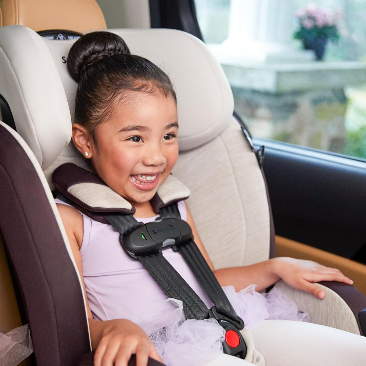 EverSlim 4-in-1 Convertible Car Seat, SecureTech Chest Clip, Ultra-Slim, 4-Mode Infant to Booster, Baby Car Seat, 5-100 lbs, Memory Foam, Office Space