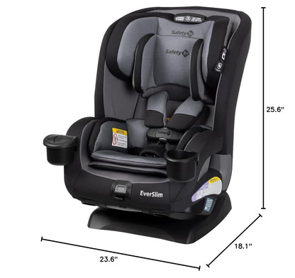EverSlim 4-in-1 Convertible Car Seat, SecureTech Chest Clip, Ultra-Slim, 4-Mode Infant to Booster, Baby Car Seat, 5-100 lbs, Memory Foam, Office Space