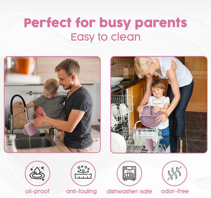 2025 Silicone Baby Feeding Set - All in One: Spoon, Fork, Suction Bowl, Divided Suction Plate, Sippy Cup, Silicone Bib and Travel Bib - 6+ Month, Toddler & Baby - BPA Free, Blue