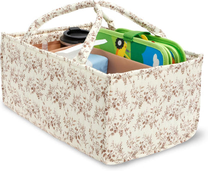 Diaper Caddy Organizer with Handles and Removable Dividers Portable Nursery Storage Basket Versatile Baby Storage Basket for Newborn Boy and Girl
