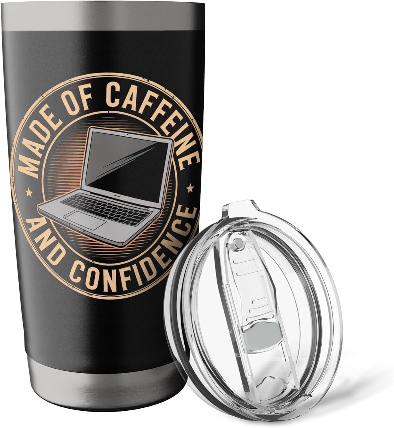 Made of Caffeine and Confidence Laptop Design Stainless Steel Insulated Tumbler