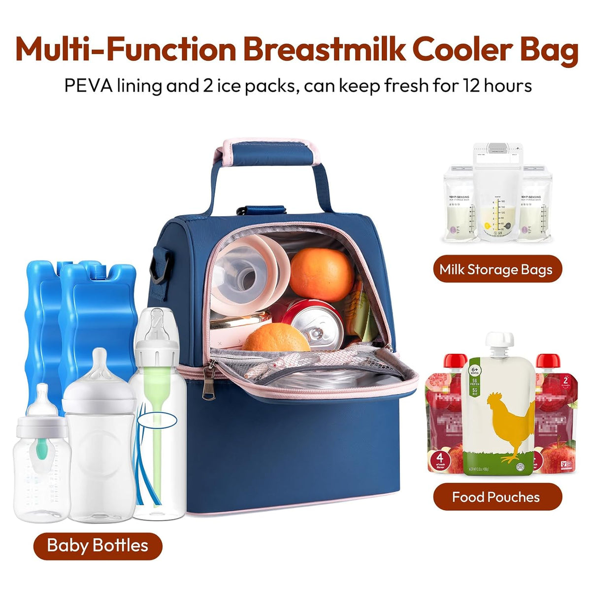 Breastmilk Cooler Bag (Stripe)