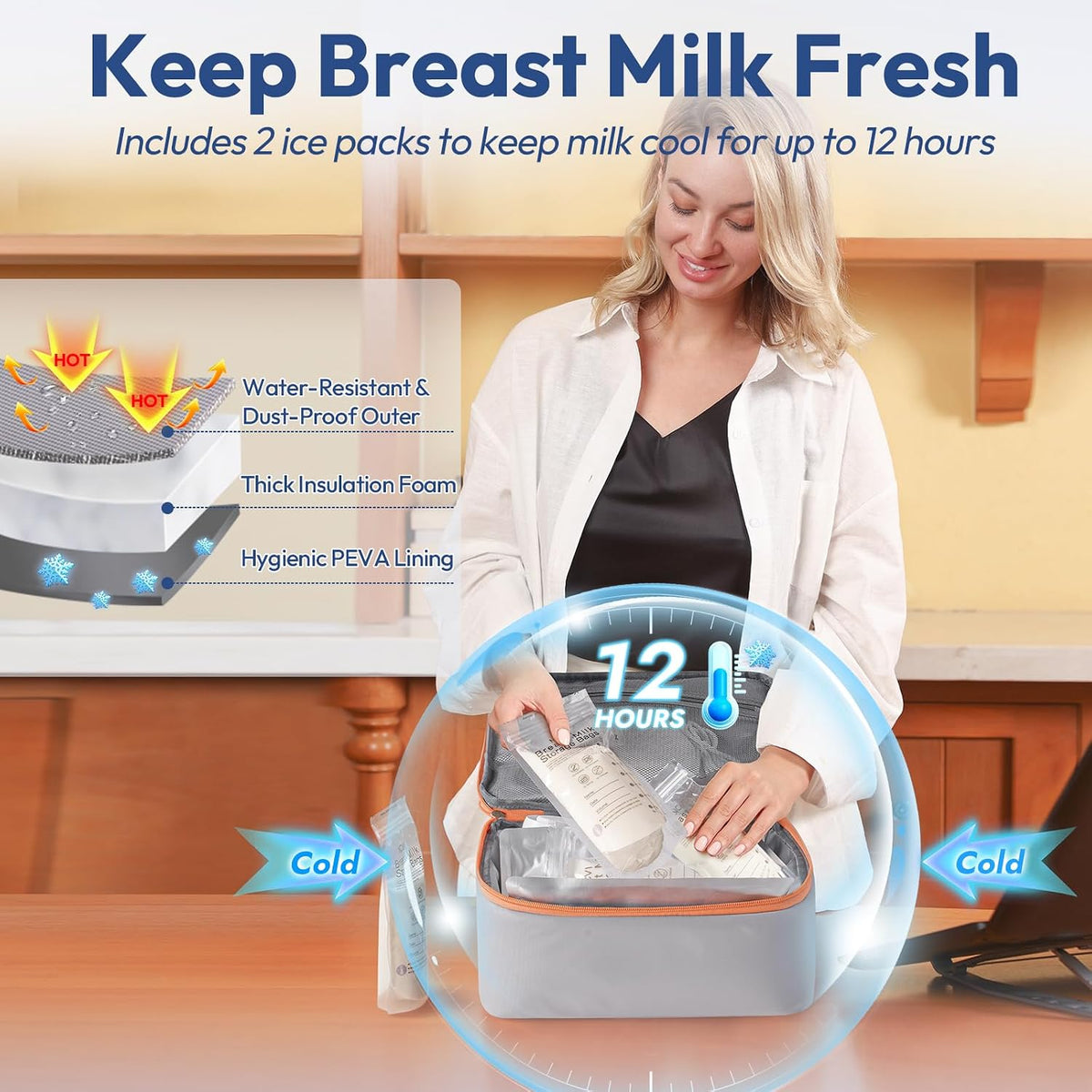 Breastmilk Cooler Bag (Stripe)