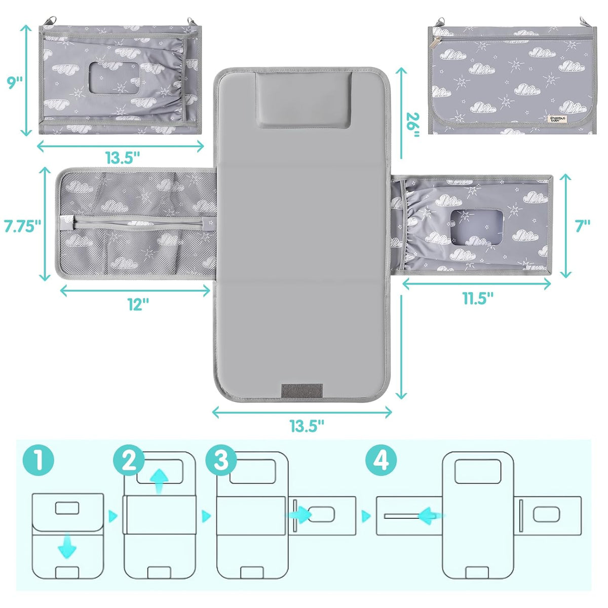 Portable Diaper Changing Pad, Foldable Travel Changing Mat